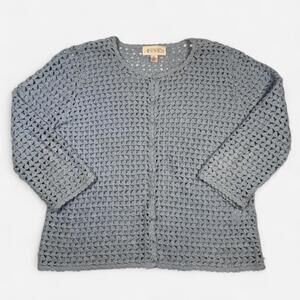 Annex Crochet Cardigan Women’s XL Blue Open Knit Vintage 1990s